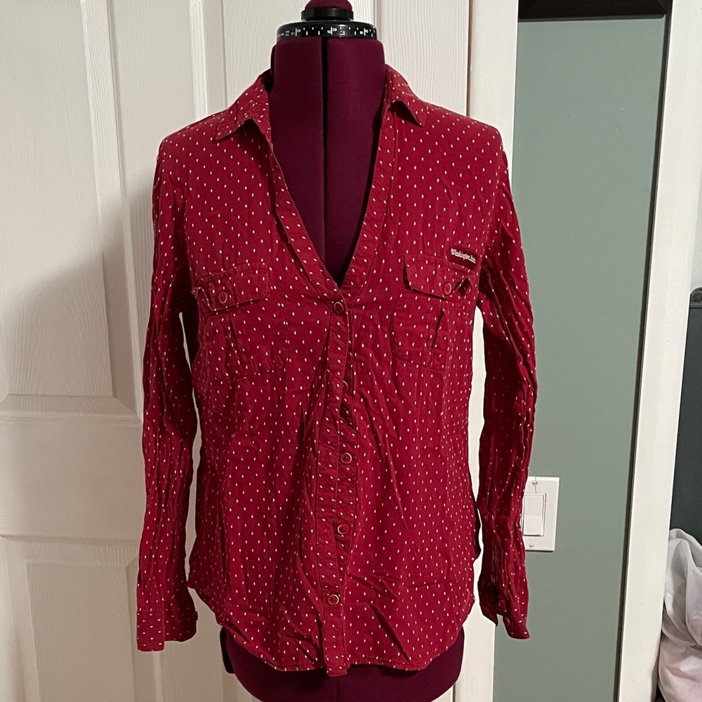 Columbia Women's Red Polka Dot Button-Down Shirt